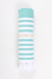 Sea Green Ultra Soft Bath Towel with White Striped