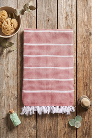 Coral and White Striped Ultra Soft Bath Towel