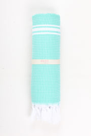 Sea Green Towel with White Striped
