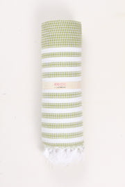 Green Ultra Soft Bath Towel with White Stripes