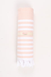 Soft Peach Ultra Soft Bath Towel with White Stripes