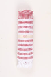 Red Ultra Soft Bath Towel with White Stripes