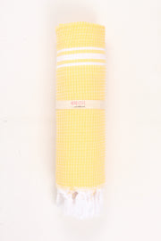 Lemon Yellow Ultra Soft Bath Towel with White Stripes