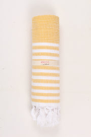 Yellow Ultra Soft Bath Towel with White Stripes