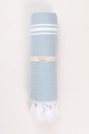 Turkish Blue Ultra Soft Bath Towel with White Stripes