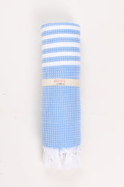 Blue Ultra Soft Bath Towel with White Stripes