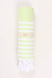Lime Green Green Ultra Soft Bath Towel with White Stripes