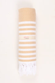 Light Orange Ultra Soft Bath Towel with White Stripes