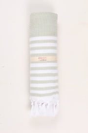 Green Ultra Soft Bath Towel with White Stripes