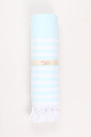 Sky Blue Ultra Soft Bath Towel with White Stripes