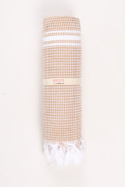 Beige Ultra Soft Bath Towel with White Stripes