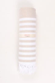 Beige Ultra Soft Bath Towel with White Lining