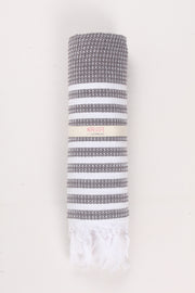 Trout Gray Soft Bath Towel with White Striped