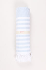 Light Blue Soft Bath Towel with White Striped