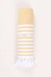 Yellow Soft Bath Towel with White Striped