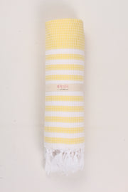 Lemon Yellow Soft Bath Towel with White Striped