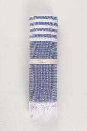 Blue Soft Bath Towel with White Striped