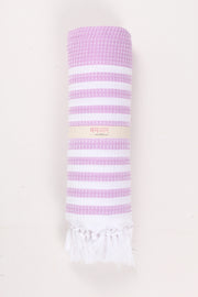 Mulberry Violet Soft Bath Towel with White Striped