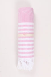 Pink Soft Bath Towel with White Striped