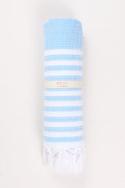Sky Blue Soft Bath Towel with White Striped