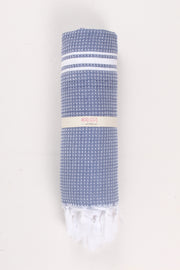 Blue Soft Bath Towel with White Striped