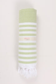 Green Soft Bath Towel with White Striped
