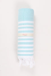 Sea Green Soft Bath Towel with White Striped