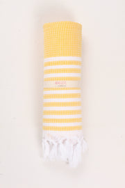 Lemon Yellow Soft Bath Towel with White Striped