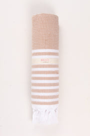 Tawny Brown Soft Bath Towel with White Striped