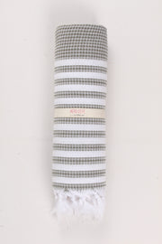 Army Green Soft Bath Towel with White Striped
