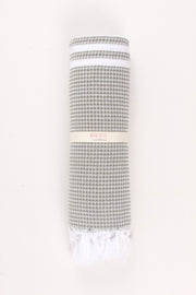 Army Green Soft Bath Towel with White Striped