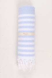 Blue Soft Bath Towel with White Striped