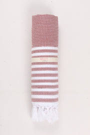 Maroon Soft Bath Towel with White Striped