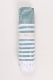 Pine Green Soft Bath Towel with White Striped