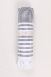Sleti Gray Soft Bath Towel with White Striped