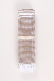 Brown Soft Bath Towel with White Striped