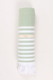 Green Soft Bath Towel with White Striped