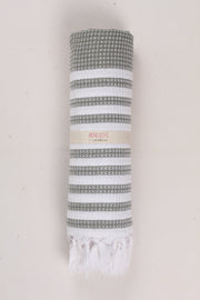 Green Ultra Soft Bath Towel with White Striped