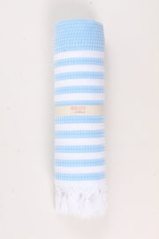 Sky Blue Ultra Soft Bath Towel with White Striped