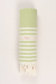 Green Ultra Soft Bath Towel with White Stripes