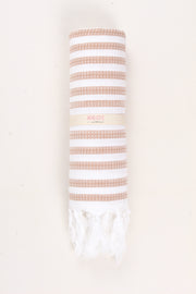 White and Brown Striped Ultra Soft Bath Towel