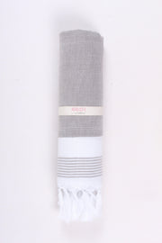 Iron Gray Blue Soft Bath Towel with White Border