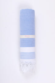 Sky Blue Ultra Soft Bath Towel with White Striped