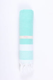 Sea Green Ultra Soft Bath Towel with White Stripes