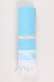Sky Blue Soft Bath Towel with White Striped