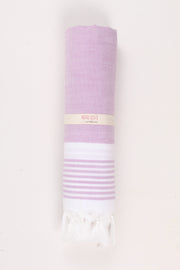 Violet Soft Bath Towel with White Striped