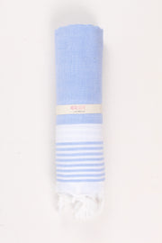 Blue Soft Bath Towel with White Striped