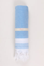 Blue Soft Bath Towel with White Striped