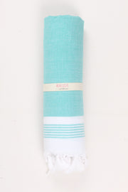 Sea Green Soft Bath Towel with White Striped