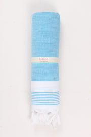 Sky Blue Soft Bath Towel with White Striped
